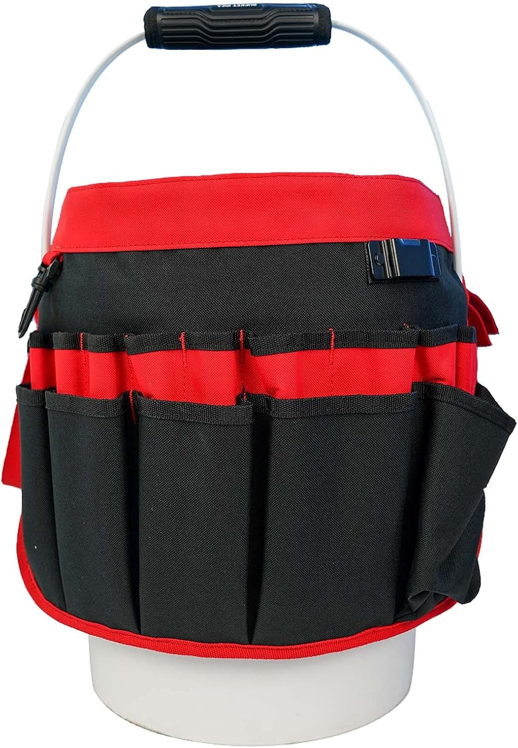 Bucket Tool Organizer W/ 35 Pockets Fits to 3.5-5 Gallon Bucket Red)