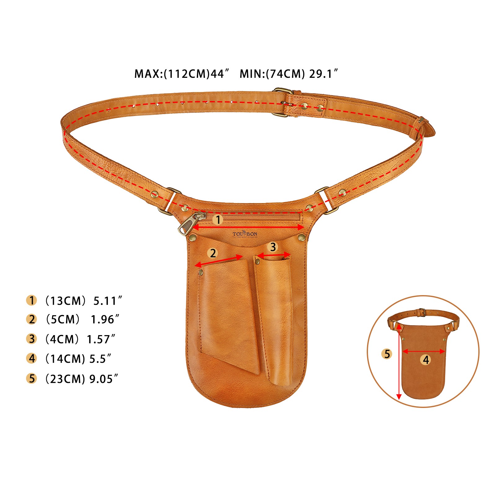 TOURBON Leather Gardening Tools Belt Florist Holder Bag Utility Pouch Phone Case