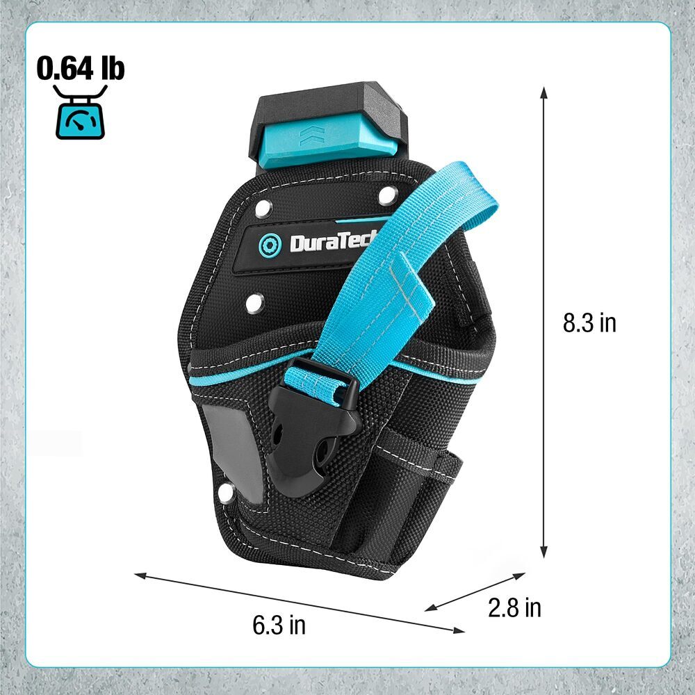 DuraTech Drill Driver Holster Drill Holder w/Side Bit Pocket Holder Strap Buckle