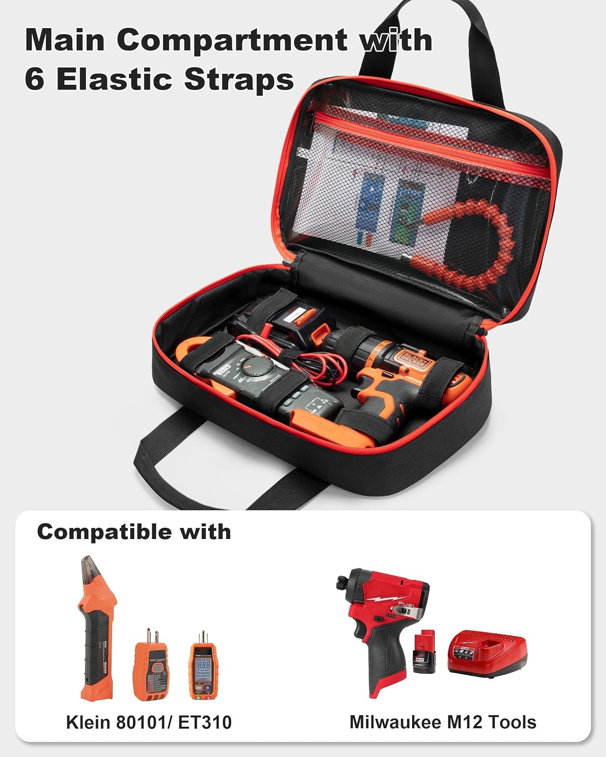 Tool Bag Compatible with Milwaukee M12 Impact Driver, Charger and Battery, Multi