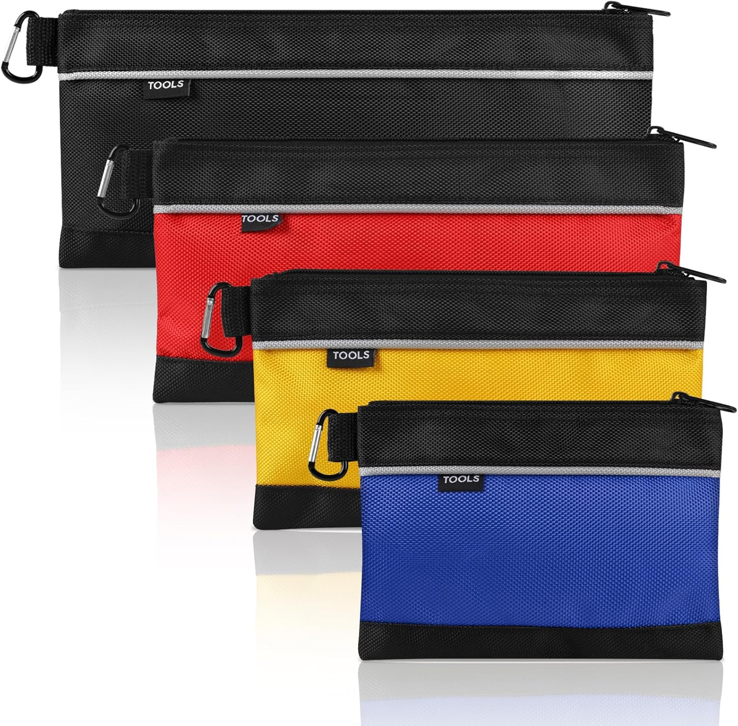 4 Pack Tool Pouch, Small Tool Bag Zipper, 1680D Oxford Waterproof Multipurpose