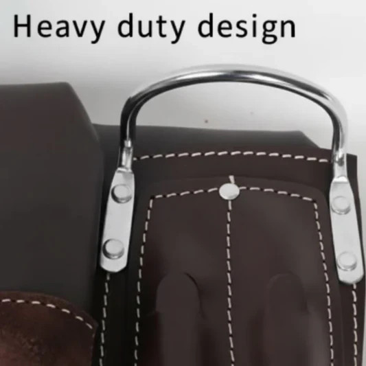 Leather Tool Belt Pouch Bag, 12-Pocket Extra Large Tool Belt, Fits 28″–40″ Waist