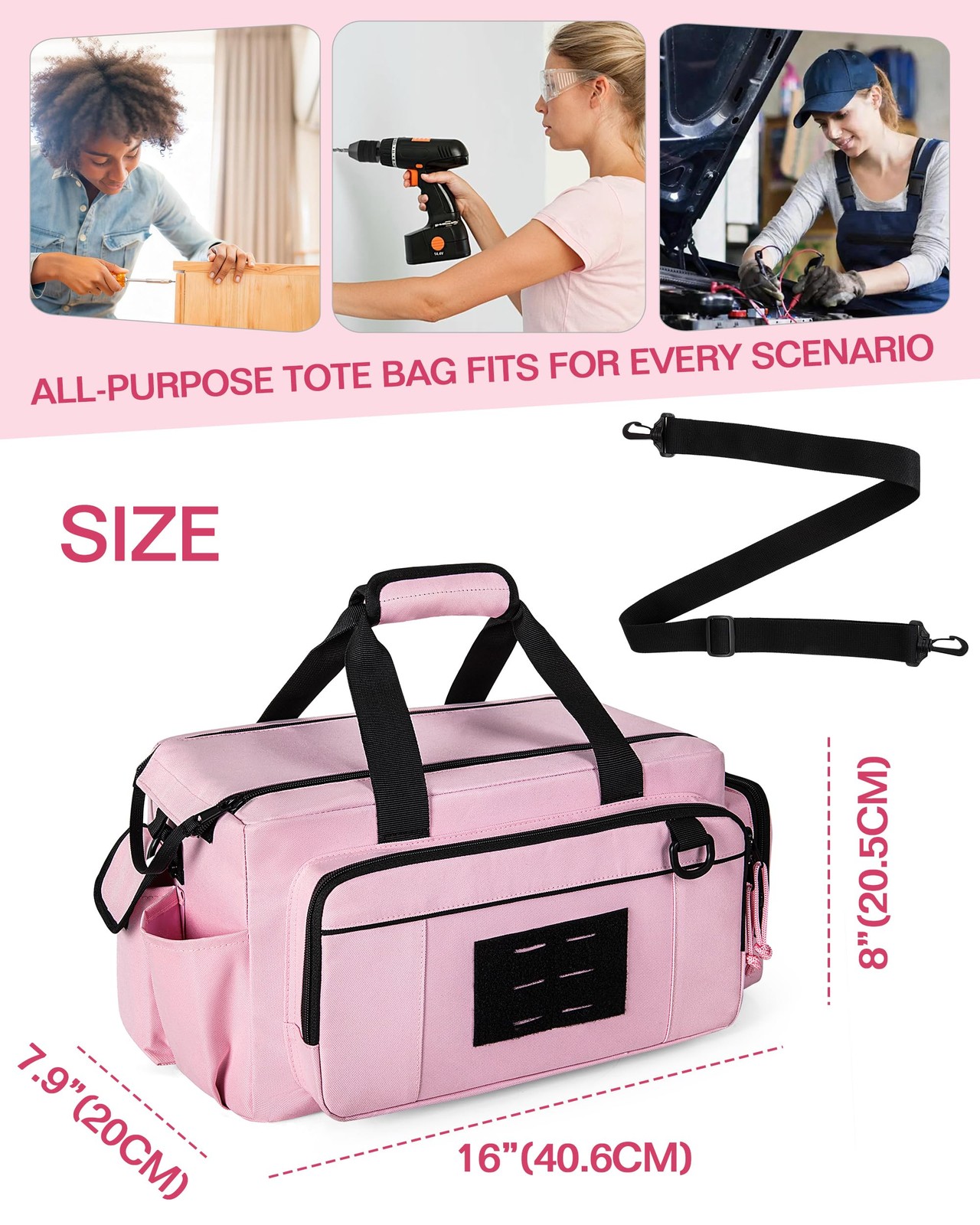 Tactical Tool Bag for Women, 16 Inches Tool Storage Organizer Box with Wide M…