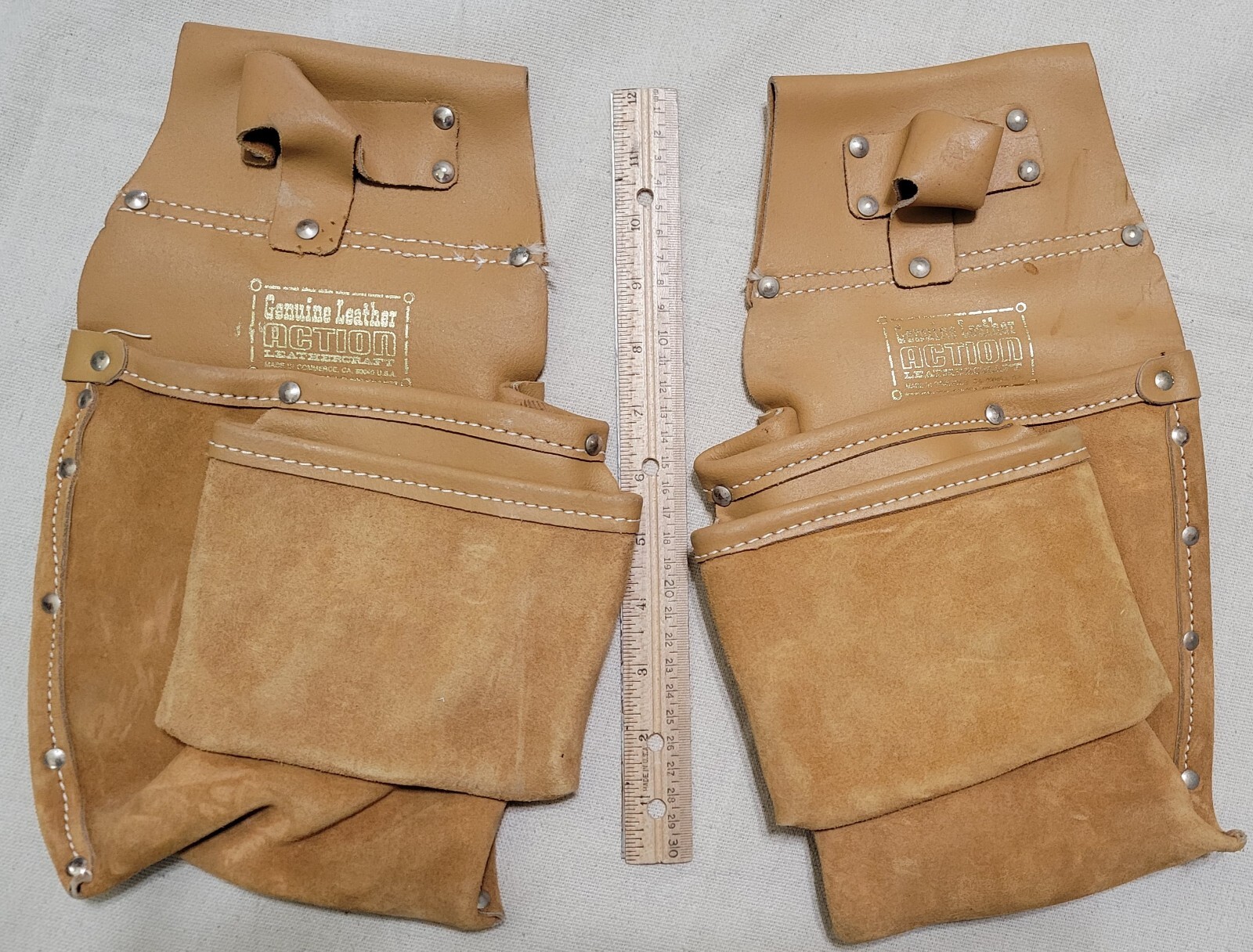 LOT of 2 ~ Vtg Leather Tool Holder Square Pockets Action Leathercraft USA LB-436