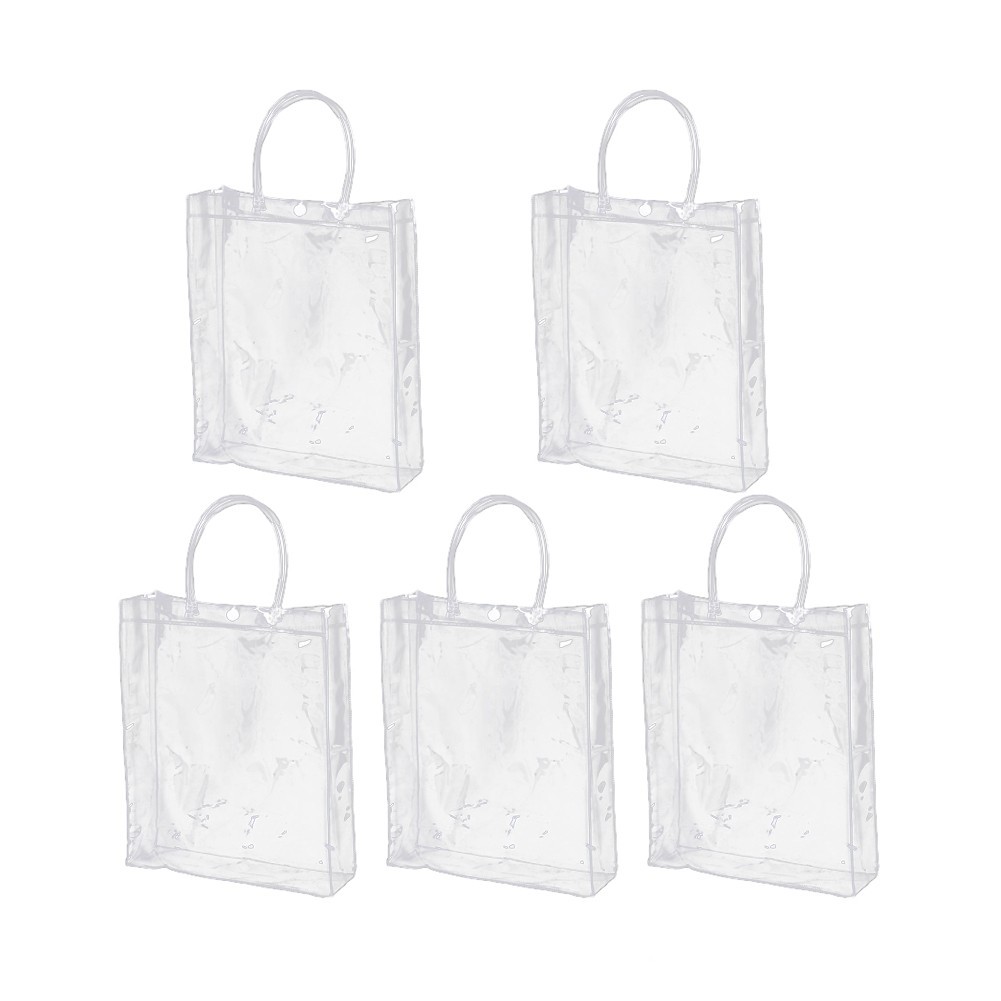 Clear PVC Plastic Tote Bag with Buttons Secure Packaging Solution Pack of 5