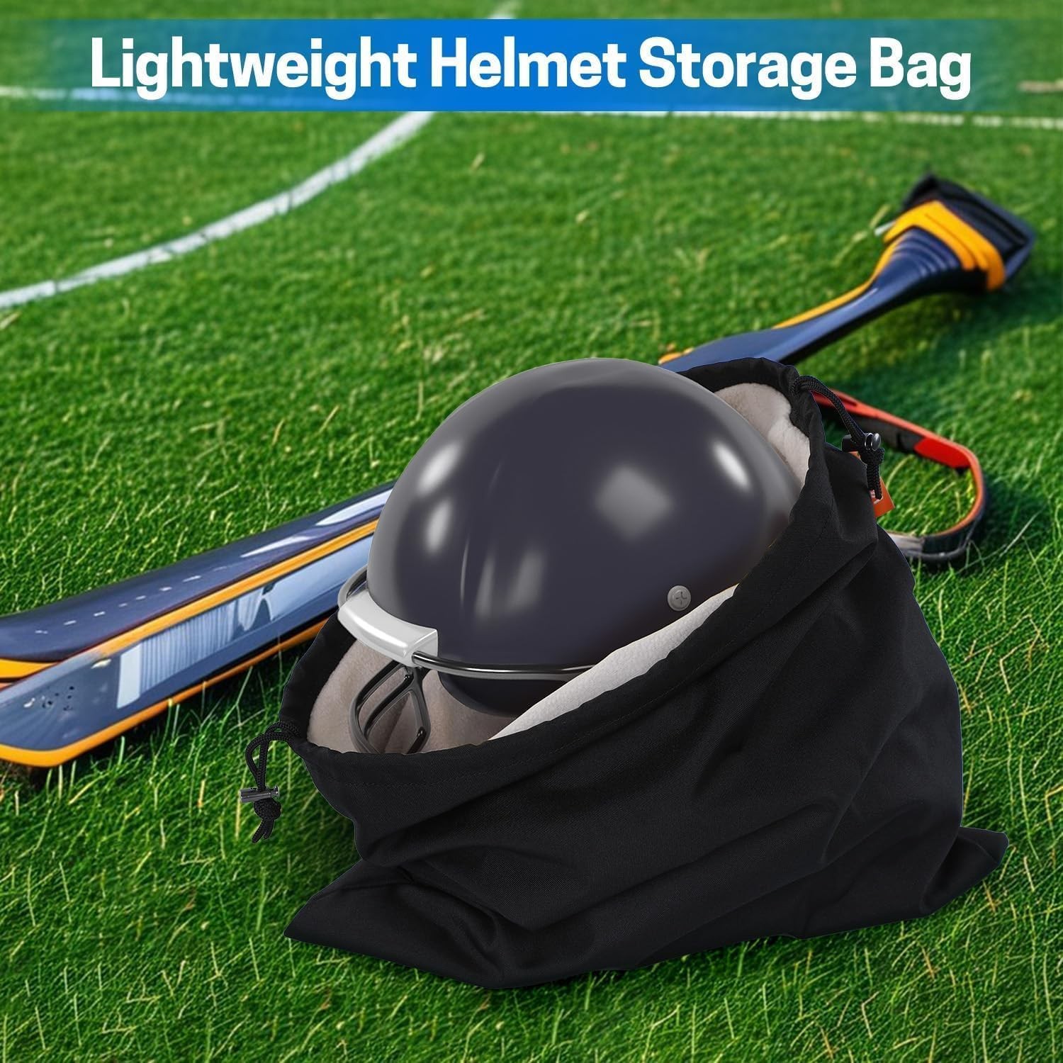 FleeceLined Helmet Bag, WaterResistant Polyester, Drawstring Locking, 15×16″