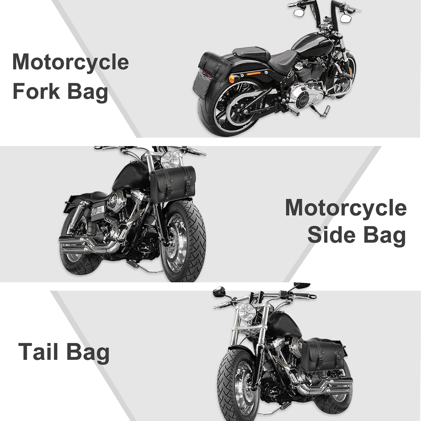 Motorcycle Tool Bag Handlebar Faux Leather Cycling Luggage Waterproof Black