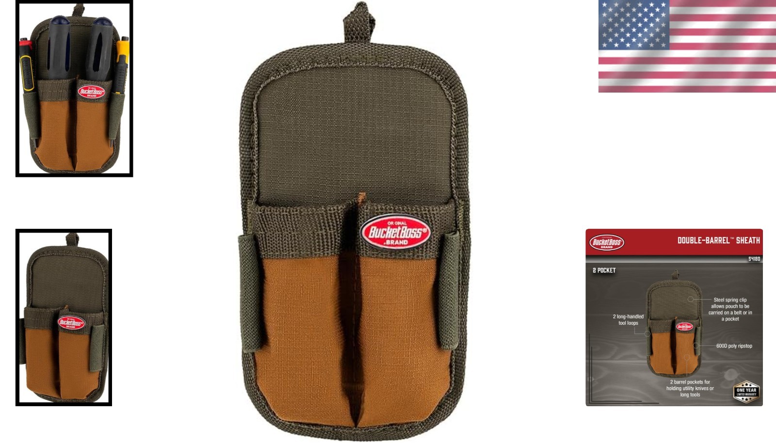 Double-Barrel Tool Pouch in Green – Durable Ripstop Fabric Storage Solution