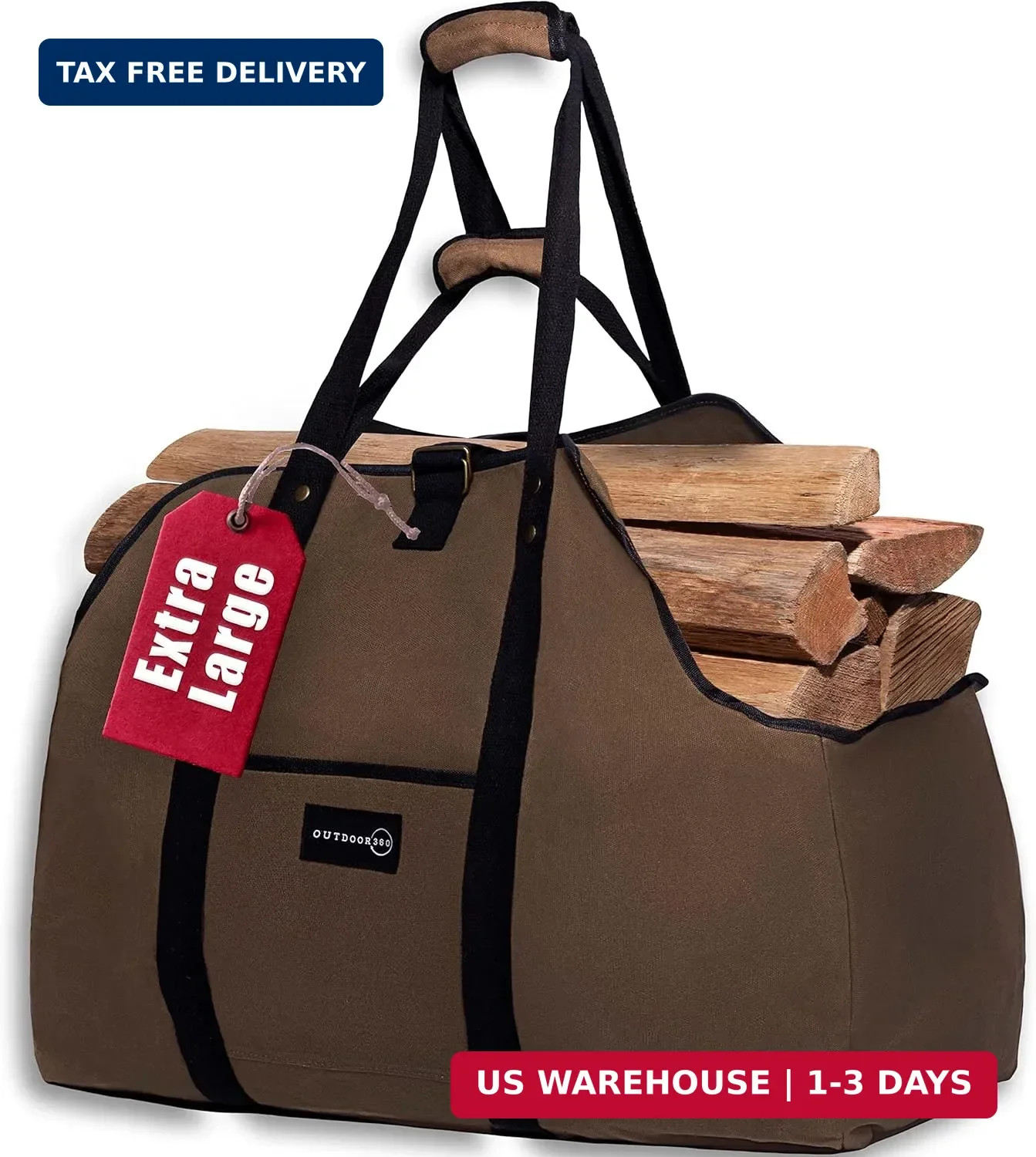 Firewood Bag Carrier – Extra Large Wood Bag for Firewood-Water Resistant Carryin