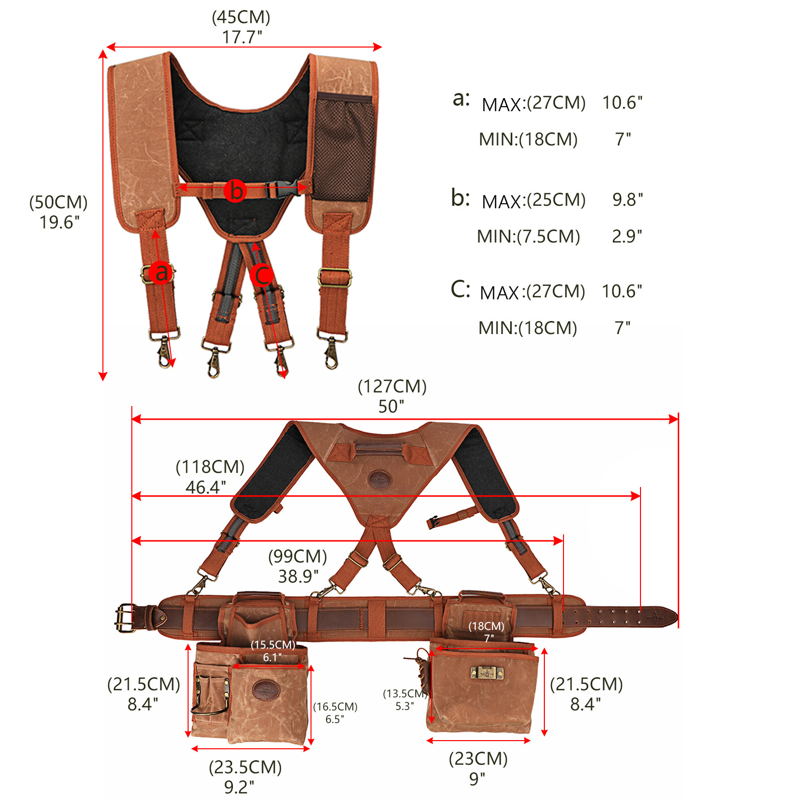 Electrician/Carpenter/Framer Tool Construction Bag Suspender Rig Beltbag