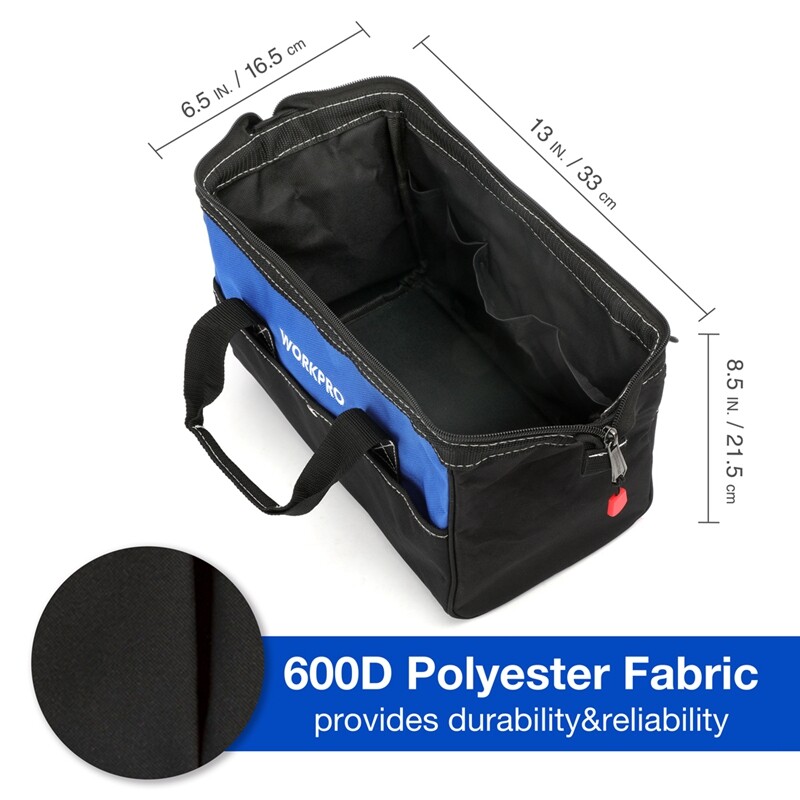 WORKPRO 13-Inch Tool Bag Tool Storage Bag Wide Mouth Tool Tote Bag Blue/Pink NEW
