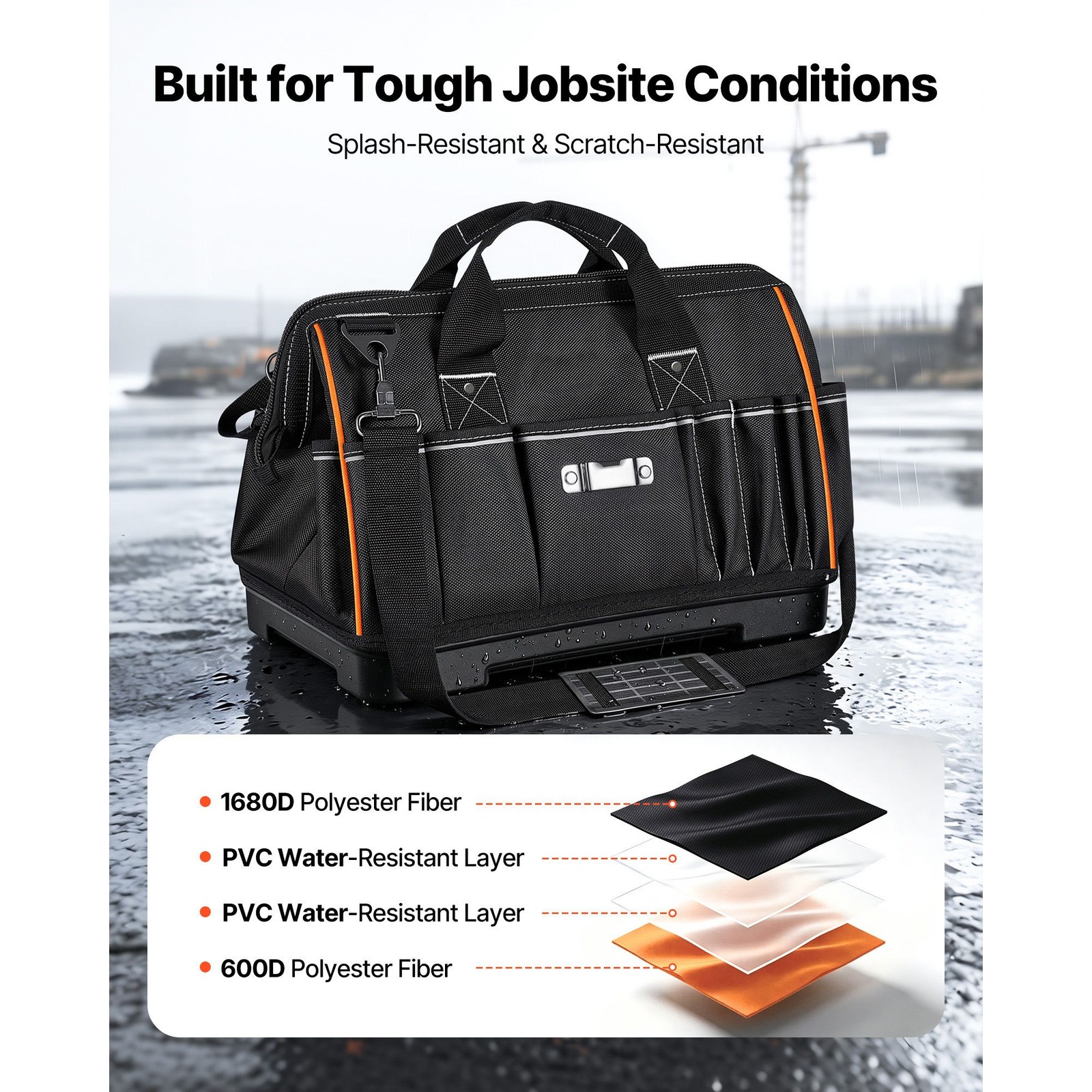 33-Pocket Tool Bag Organizer 16.1in, 10lb Capacity, Water-Resistant Base