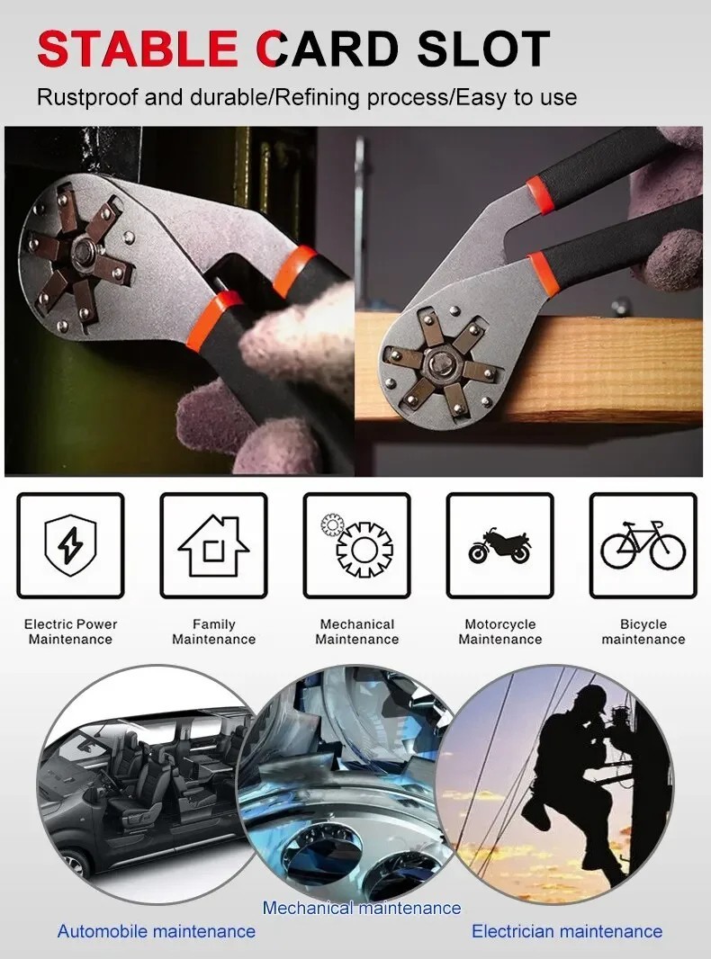 6/8-Inch Magic Wrench Adjustable Multifunctional Hand Tool for Household Mainten