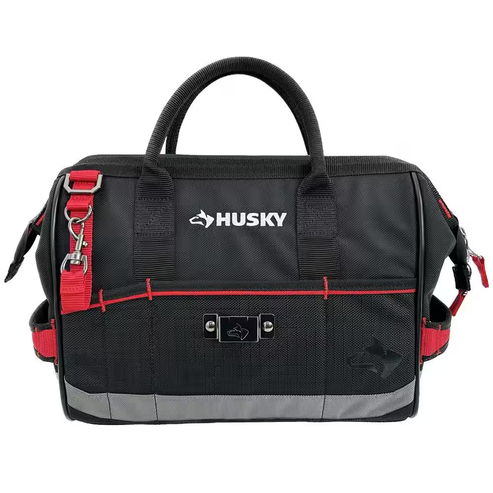 Husky PRO Tool Bag Heavy-Duty Polyester 14 in Durable Lockable Padded Handle