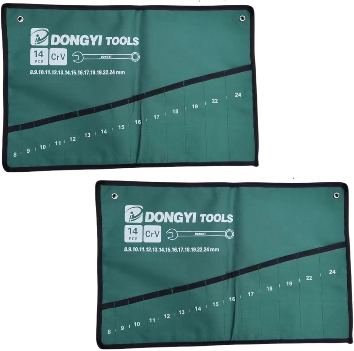 2 Pack Wrench Roll Up Pouch Wrench Set Roll Organizer 14 Pocket Slot Canvas T…