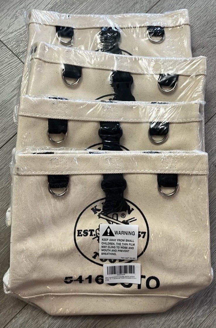Klein Tools LOT – Quick Release Canvas Tool Belt and Tool/Hardware Bags (x5)