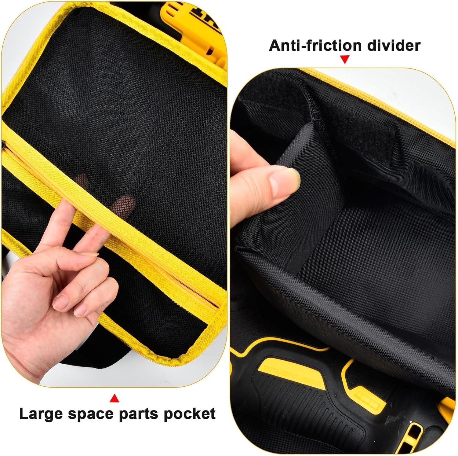 Impact Driver Bag Case for DEWALTMilwaukee, Ryobi Cordless Wrenches, Yellow