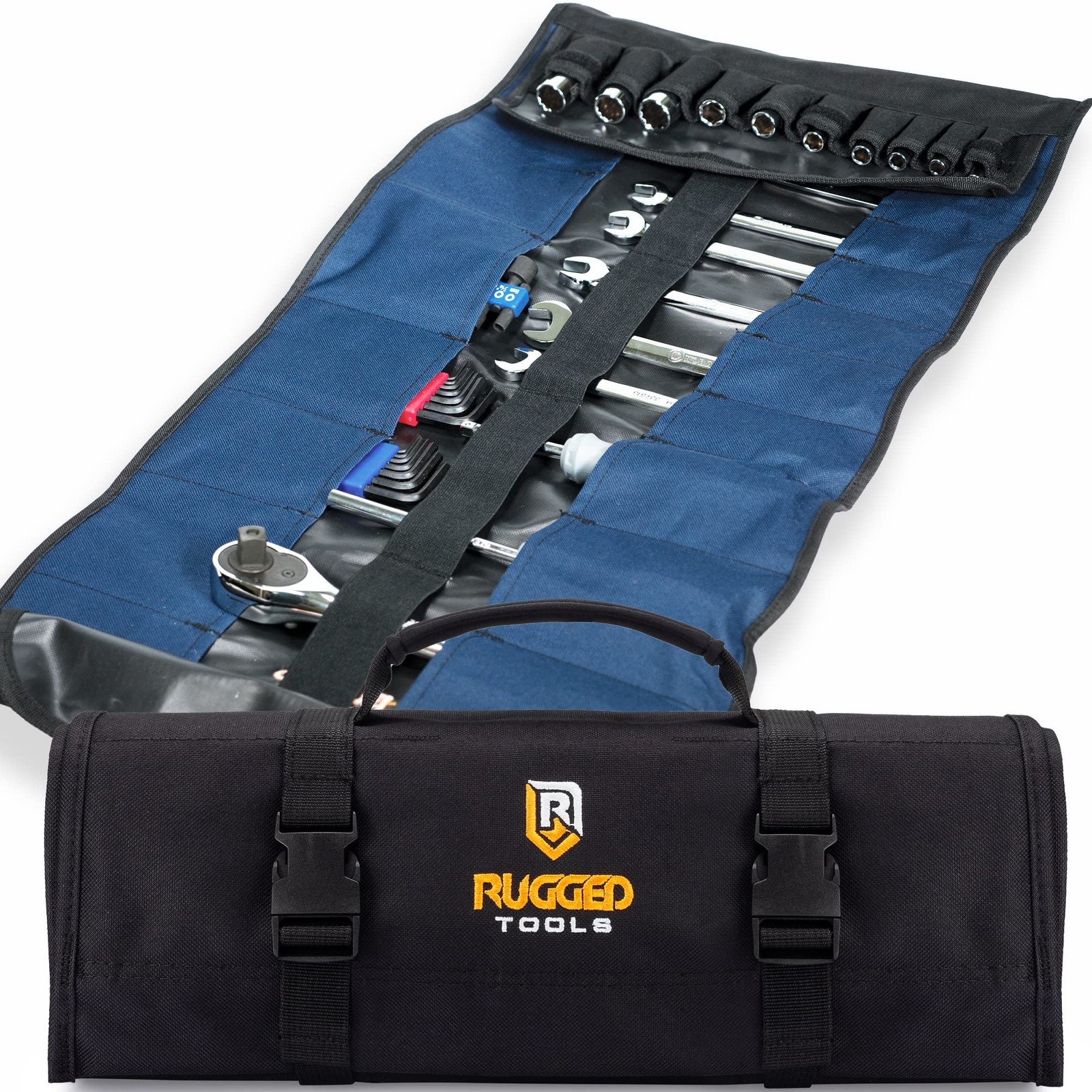 32 Pocket Tool Roll 24 inches (L) x 14 (W) x 24 (H), Black