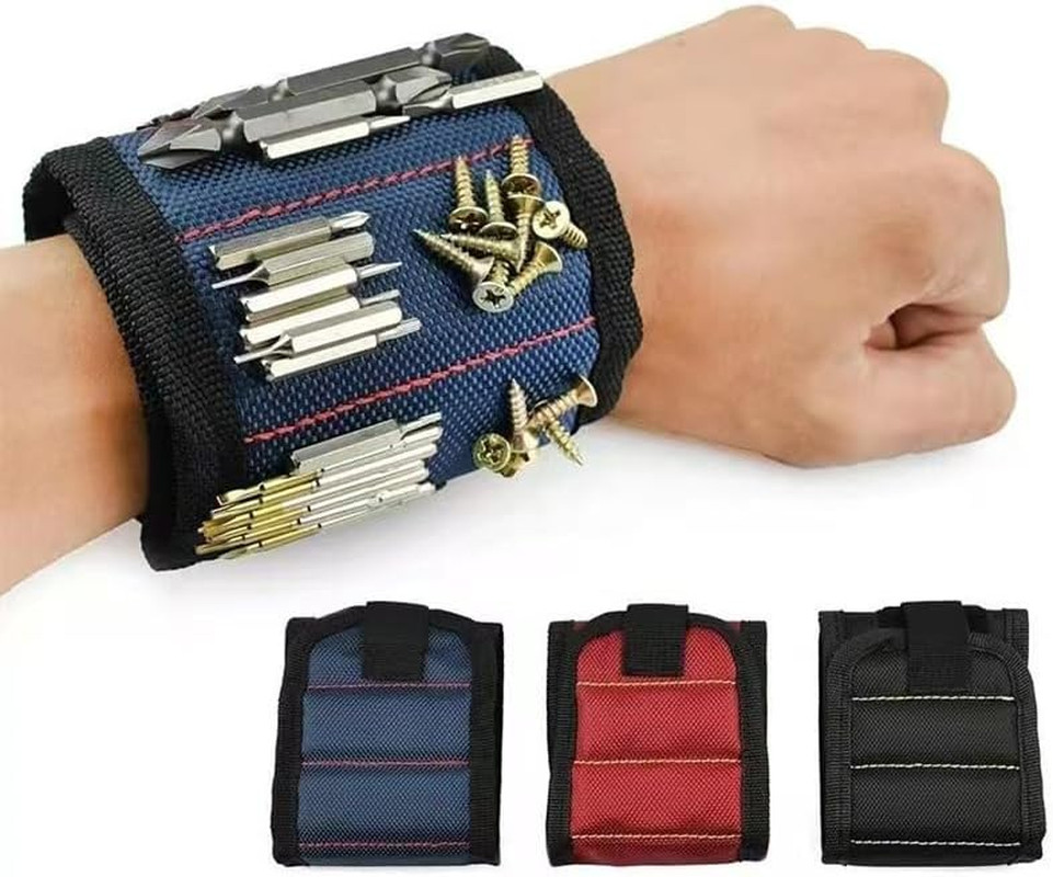 Vastar Magnetic Wristband Tool Belt, Black | 6 Powerful Magnets, Holds Screws, N