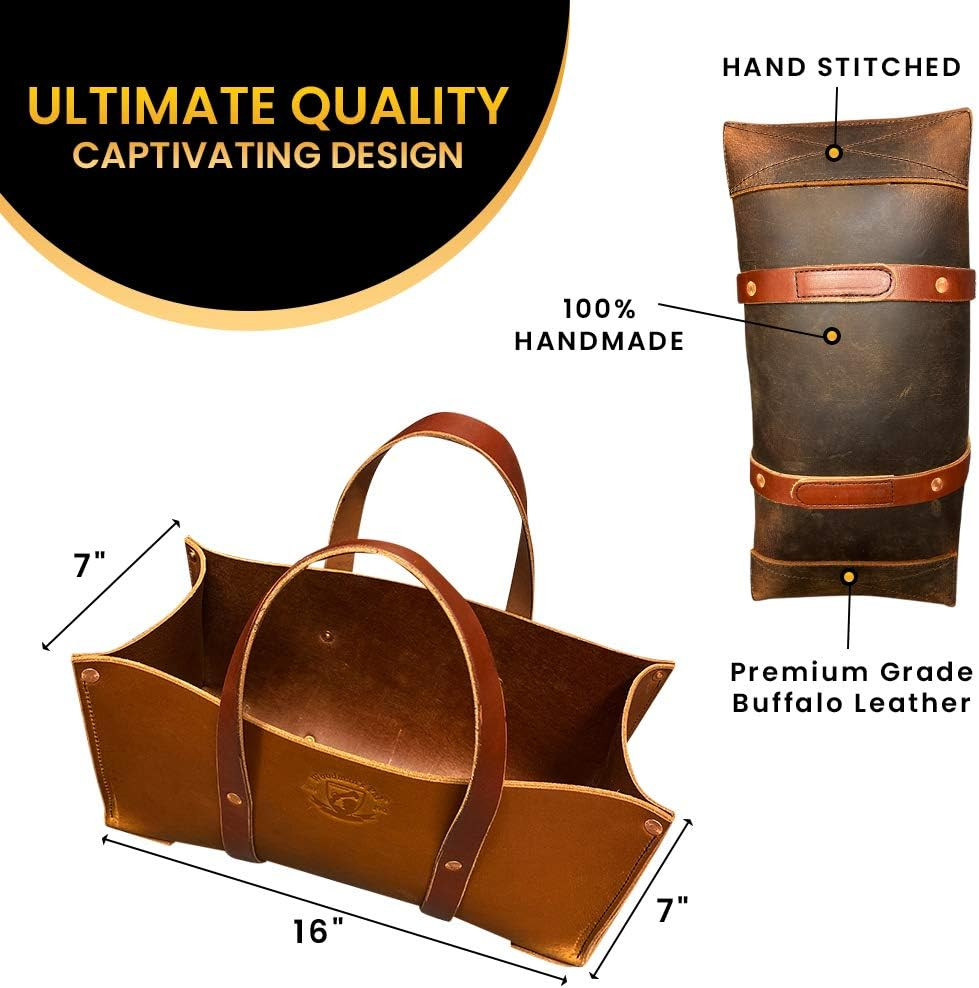 Premium Buffalo Leather Tote Tool Bag – Heavy Duty Organizer (Golden Brown)
