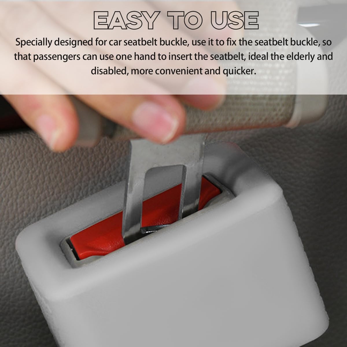 Augeny 2 PCS Seat Belt Buckle Holder, Silicone Auto Rear Seatbelt Light Gray