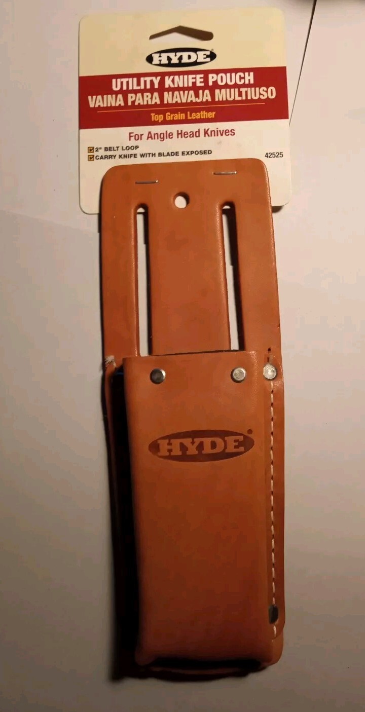 HYDE 42525 LEATHER UTILITY KNIFE POUCH FOR ANGLE HEAD KNIVES/ TOOLS – NOS