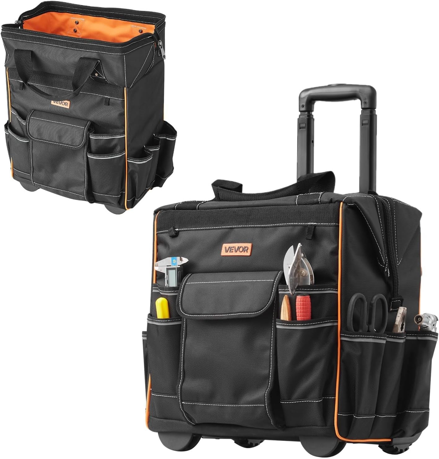 Rolling Tool Bag VEVOR 15″ 110LBS 25 Pockets Wheels