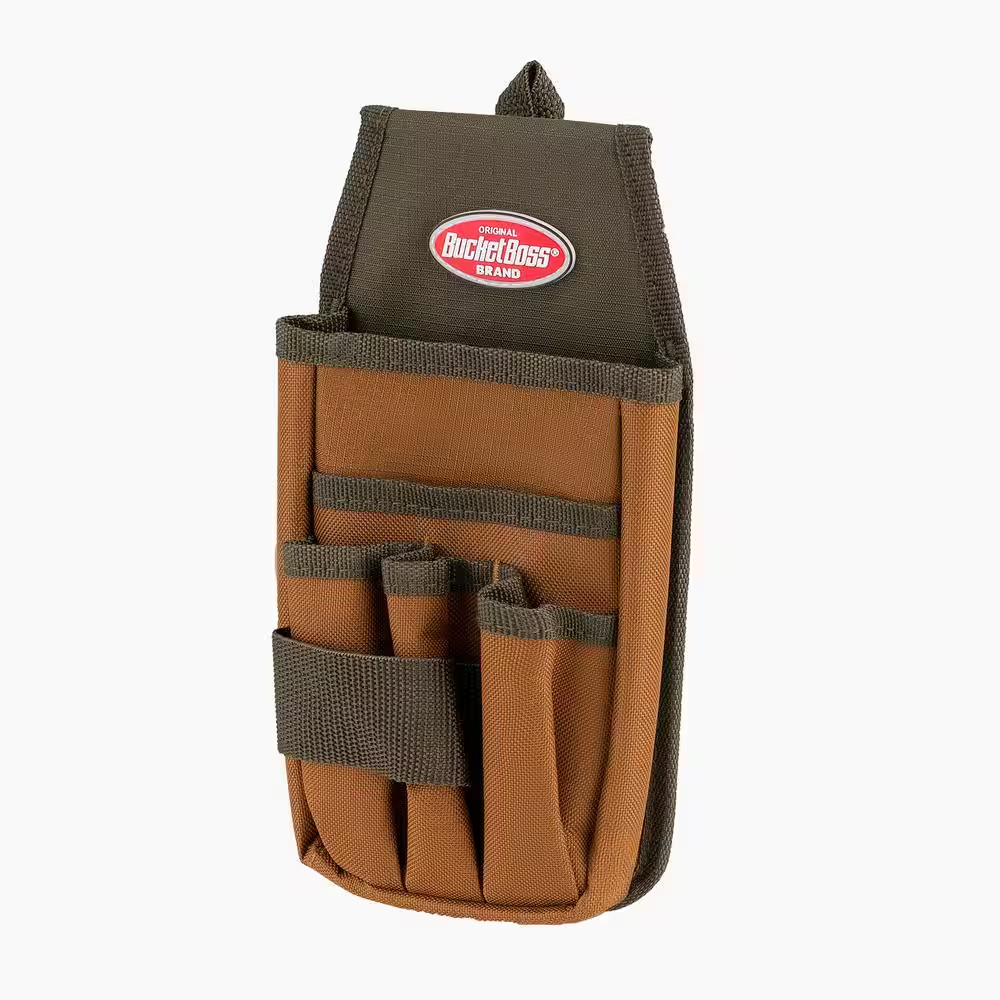 Bucket Boss Utility Pouch with Flap Fit, Polyester, 5 Pockets 54170 Bucket Boss
