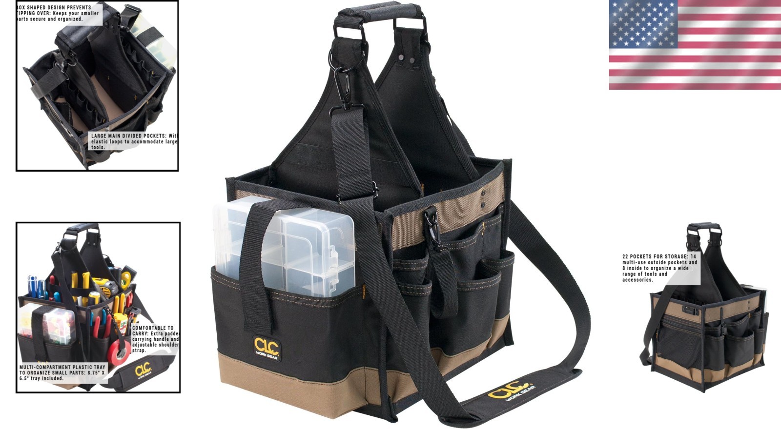 CLC 1528 Tool Carrier, Black 22 Pockets