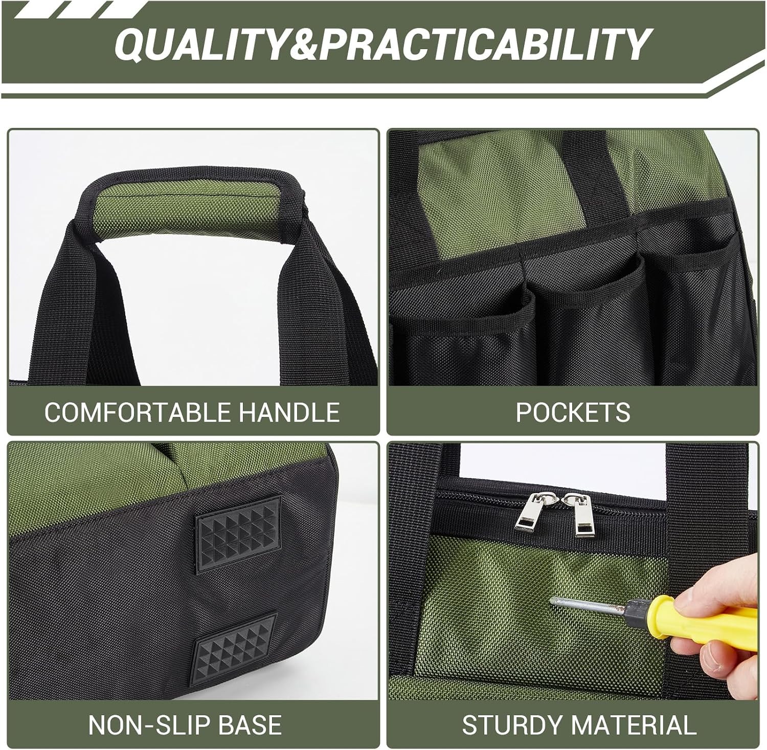 15in Heavy Duty Tool Bag Portable Tote Adjustable Shoulder Strap Soft Handle