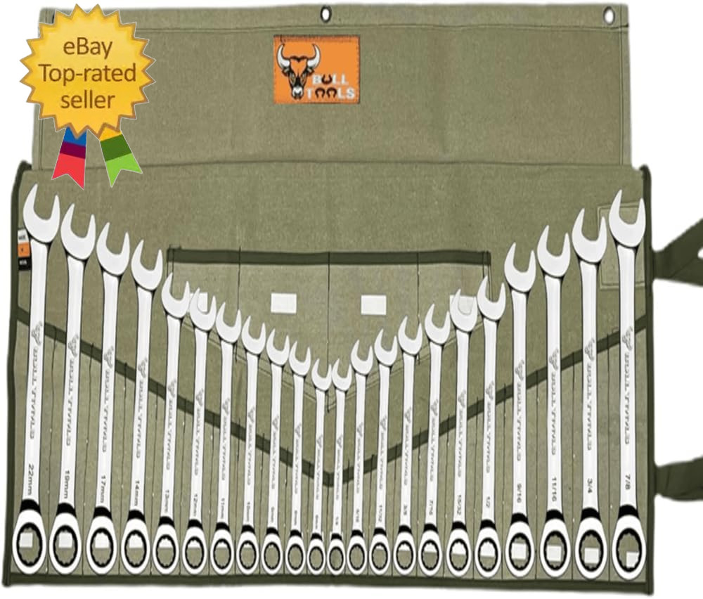 Wrench Roll, 26 Pocket Tool Pouch, Tool Bag Wrench Organizer Metric & SAE Combin