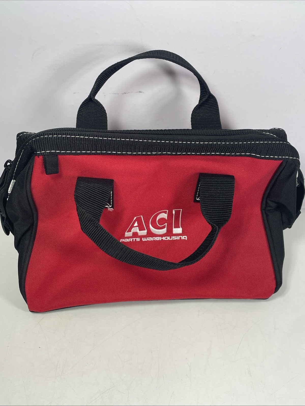 Husky 12-Inch Tool Bag (12 x 9 x 8 inch) Heavy Canvas Red Black Very Good