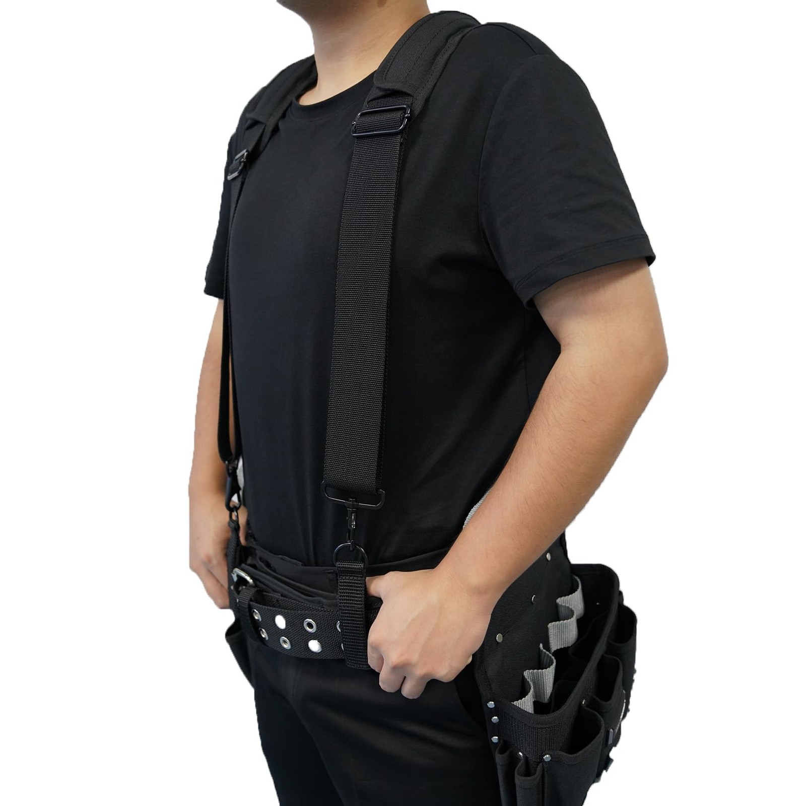 Tool Belt Suspenders Removable Padded Shoulder Work Suspenders with 4Pcs Atta…