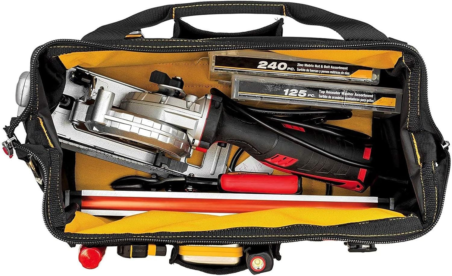 CAT 16-Inch Pro Wide Mouth Tool Bag, 14 Pockets for Tool Storage and Organizatio