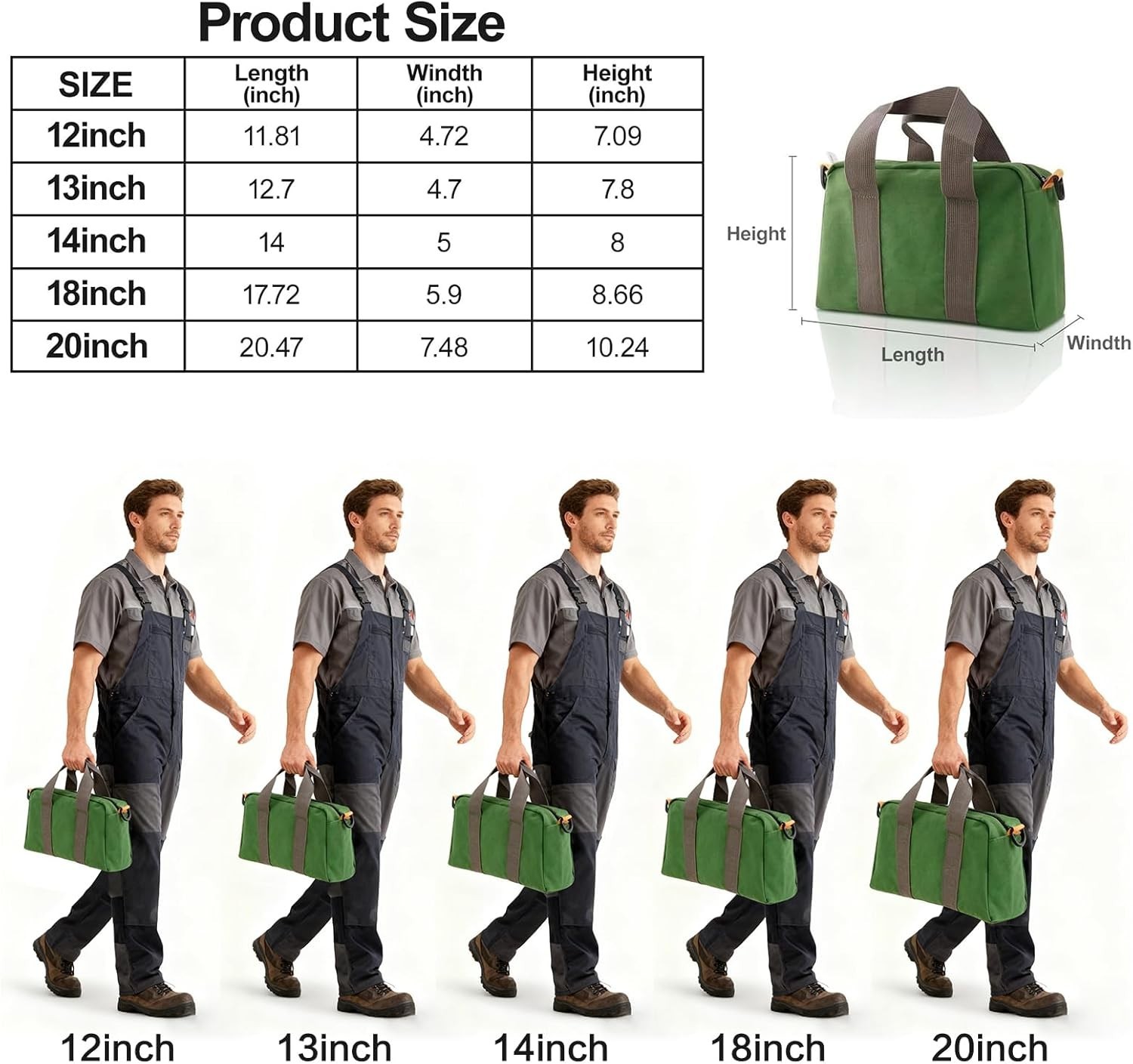 Heavy Duty Tool Bag Large Capacity Multipurpose Canvas Tools Storage Bag Pouch