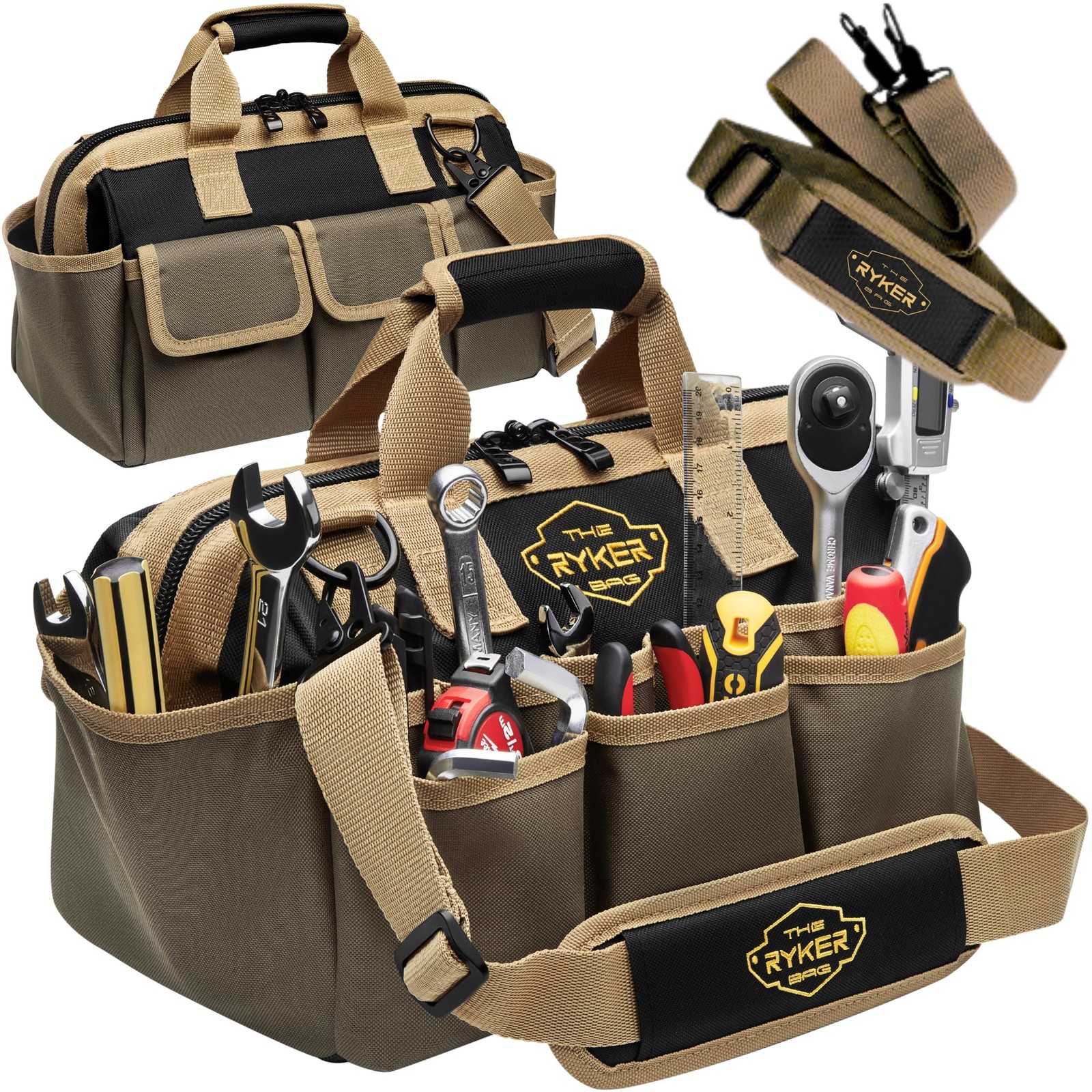 The Ryker Heavy Duty Tool Bags for Men/Women. 14 Inch Small Wide Mouth Mechan…