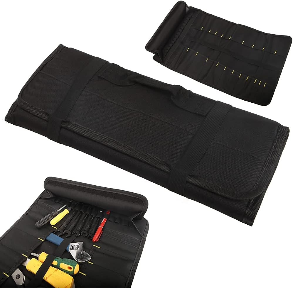 22 Pocket Tool Bag Canvas Wrench Roll up Pouch/Screwdriver Pliers Roller Comp…