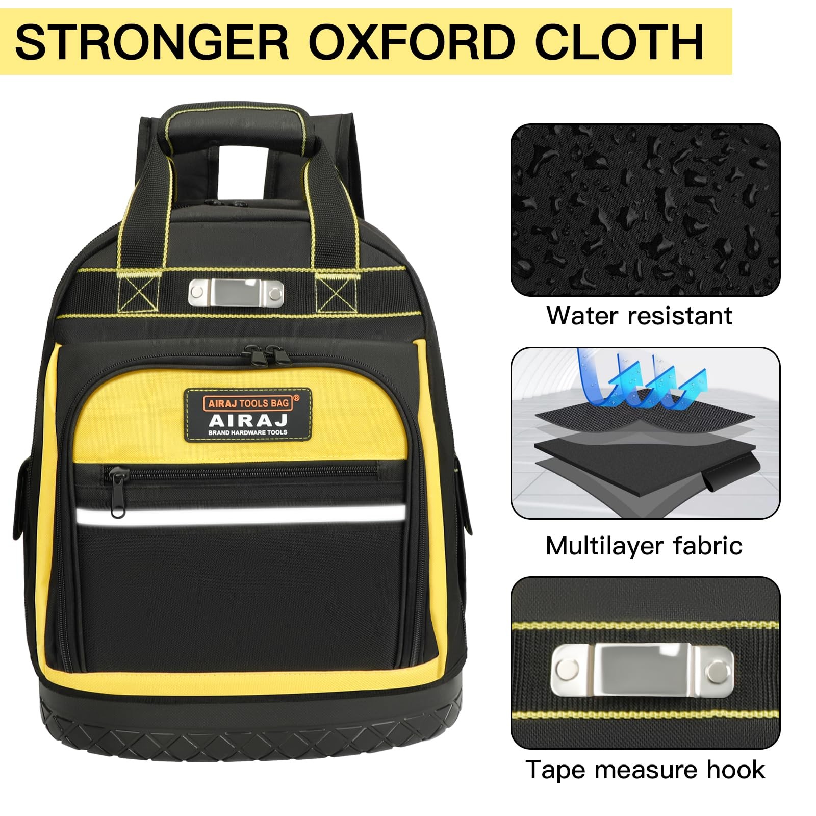 AIRAJ PRO Tool Backpack,17″Heavy Duty Tool Backpack Bag with Waterproof Molde…