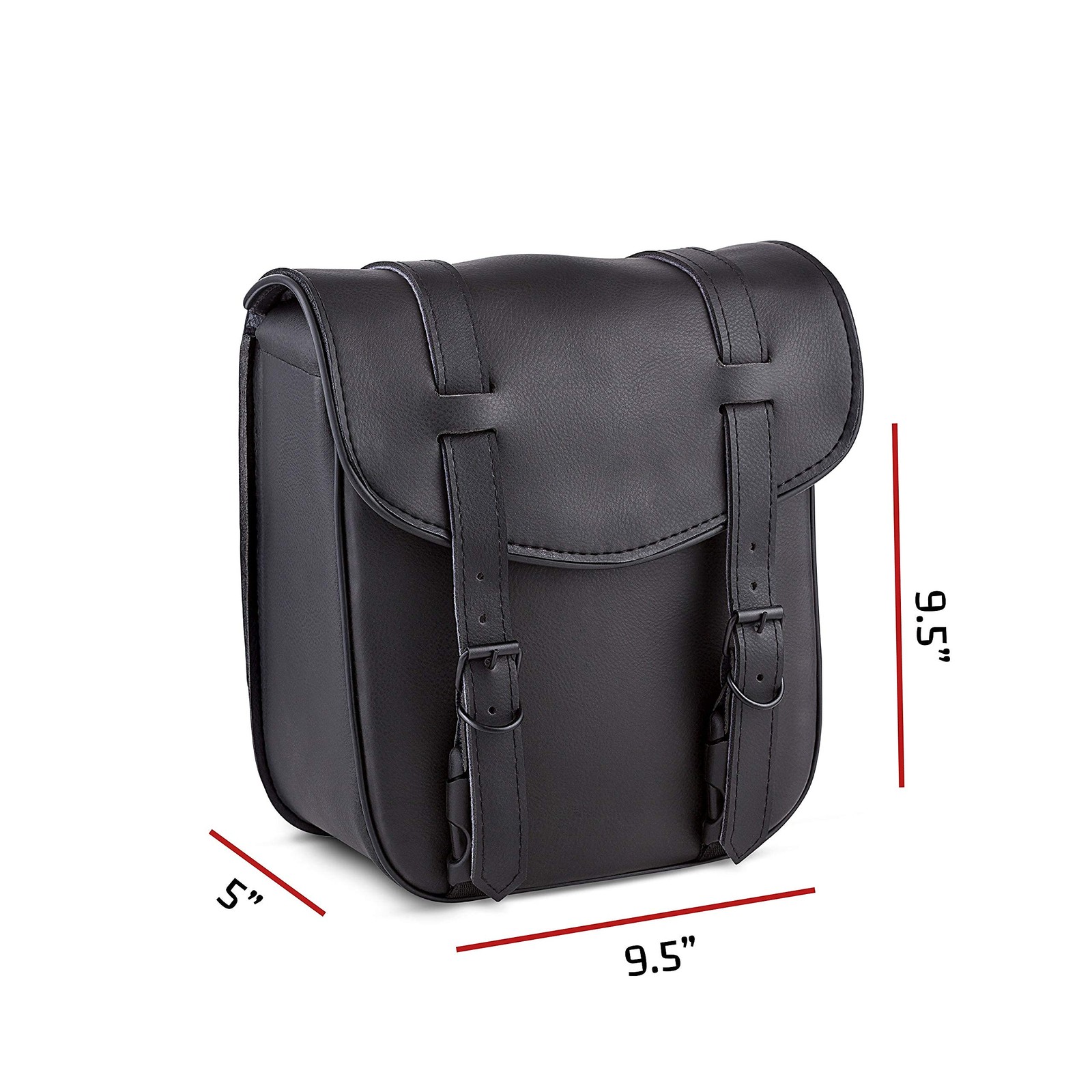 Motorcycle Sissy Bar Black Synthetic Leather Bag 3 Point Heavy Duty Mounts with