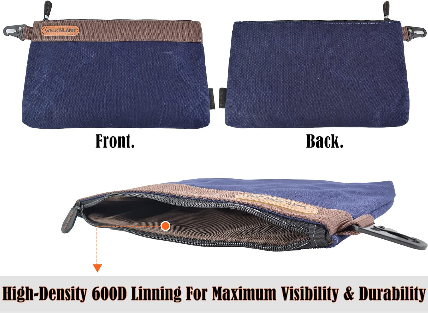 Heavy-Duty Canvas Tool Pouch, 4PCS Tool Pouches, 12″ Tool Pouch, Waxed Canvas Zi