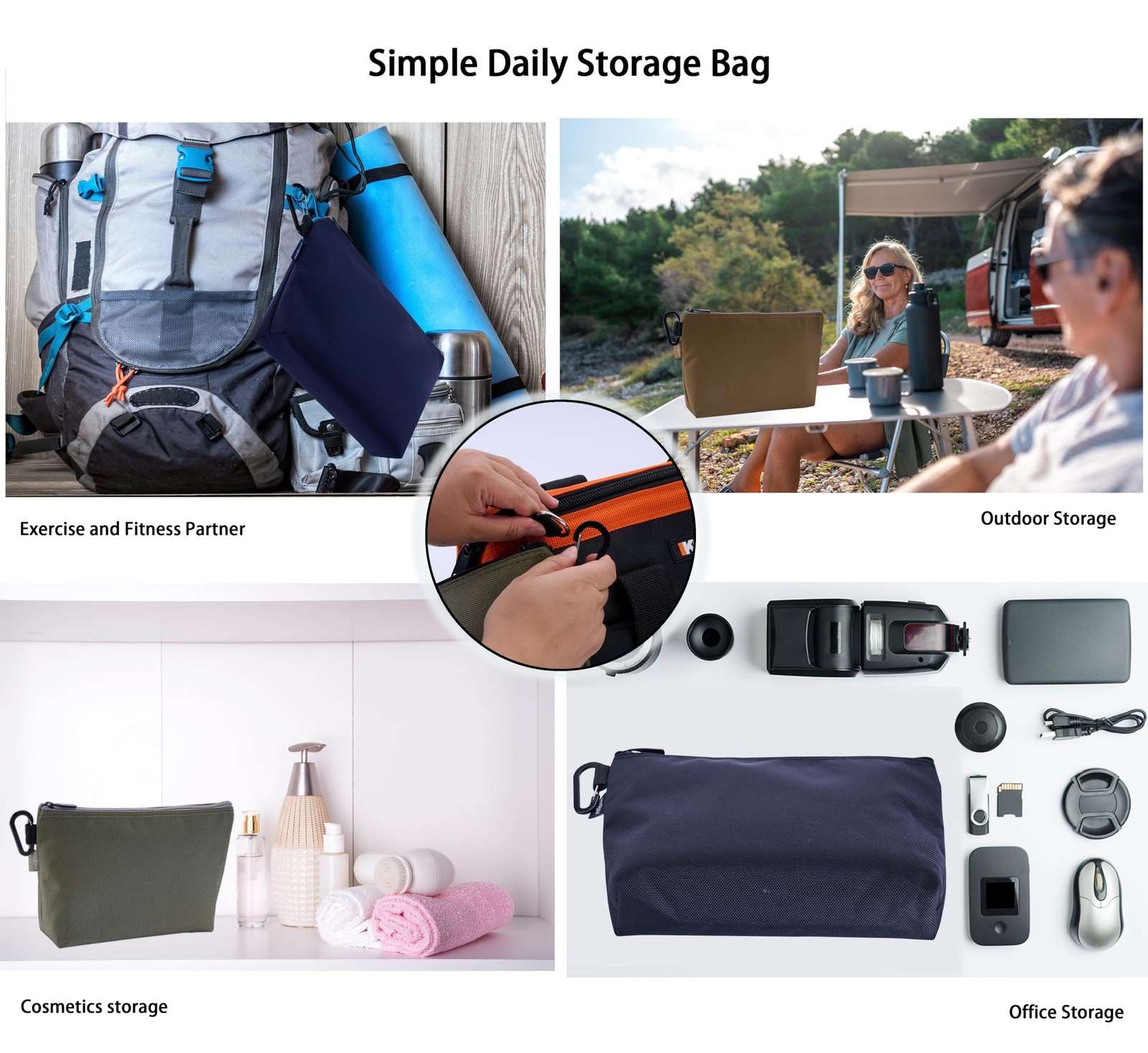 Tool Pouch Zipper Small Tool Bag Pouches Organizer Bag with Metal Carabiner, …