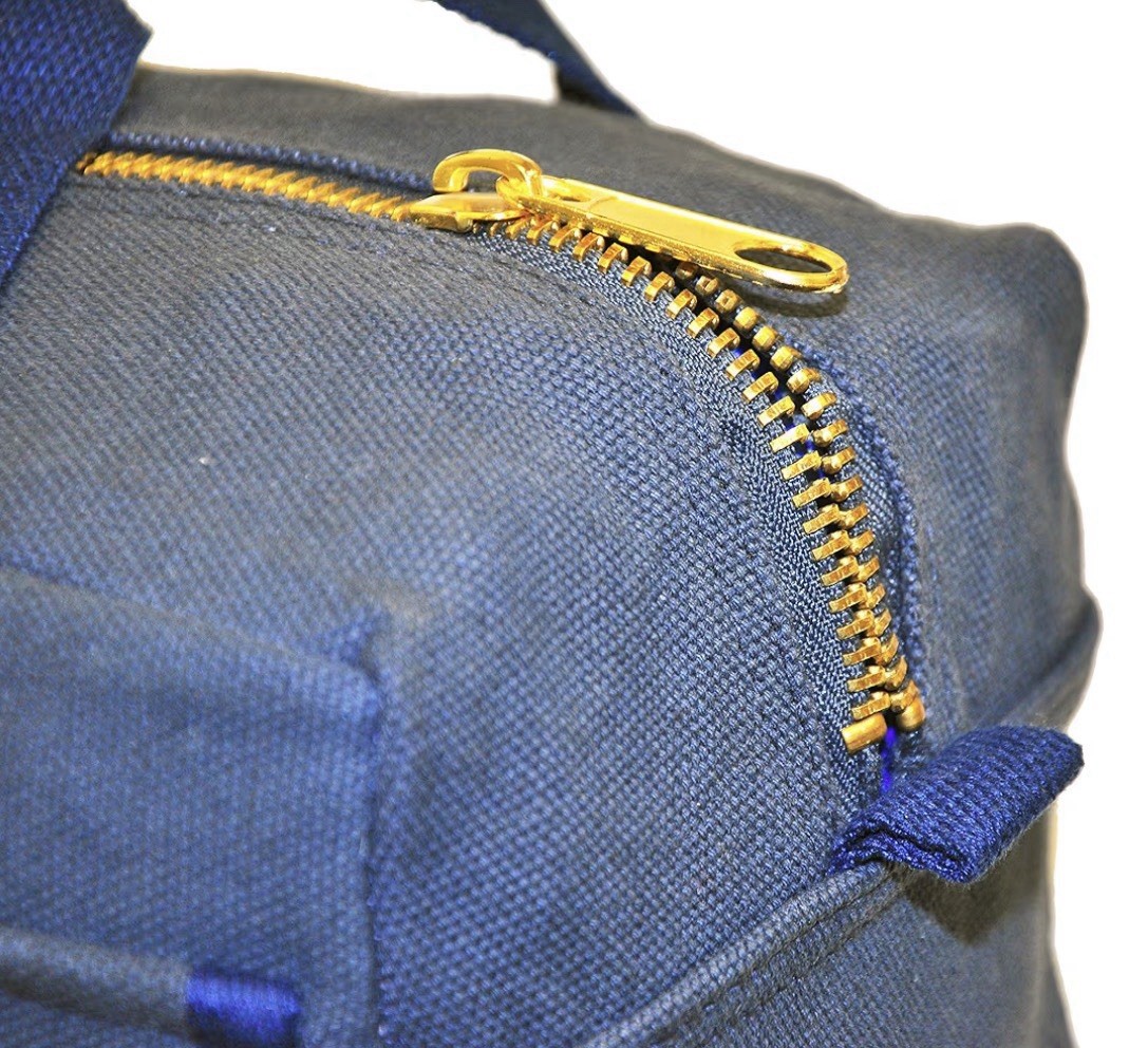 Canvas Tool Bag Navy Blue 10.5” Utility Organizer Travel Electrician Zipper Tote