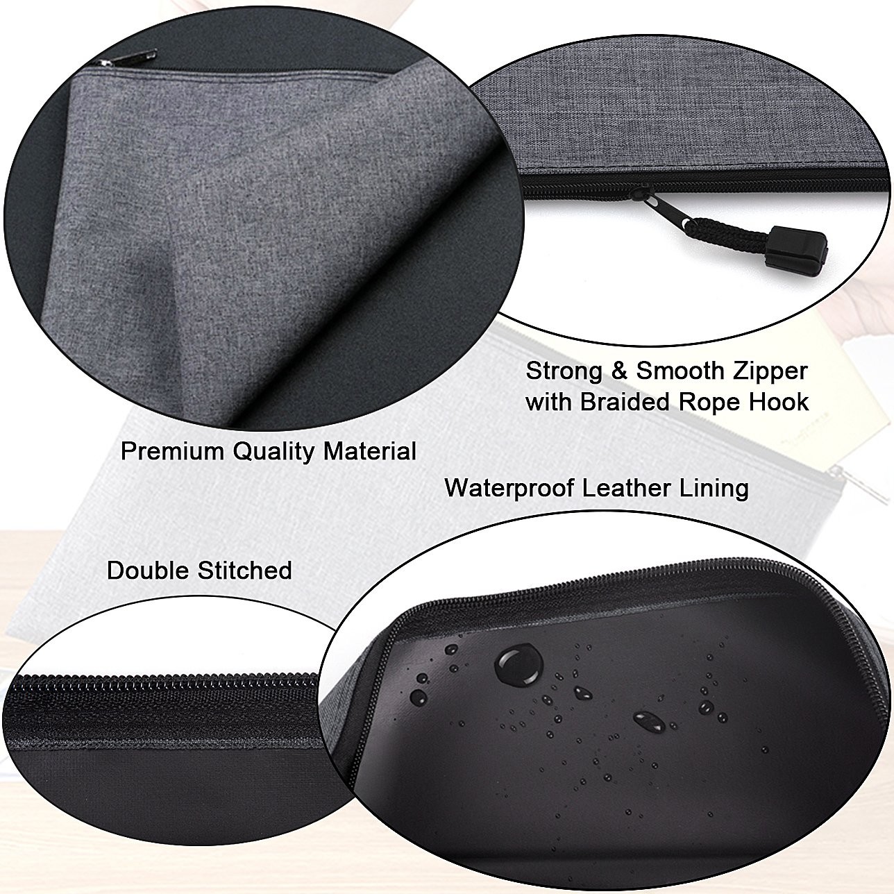 5 Pack Canvas Zipper Tool Bag Set – 5 Sizes B4 A4 B5 A5 B6, Heavy Duty Waterp…