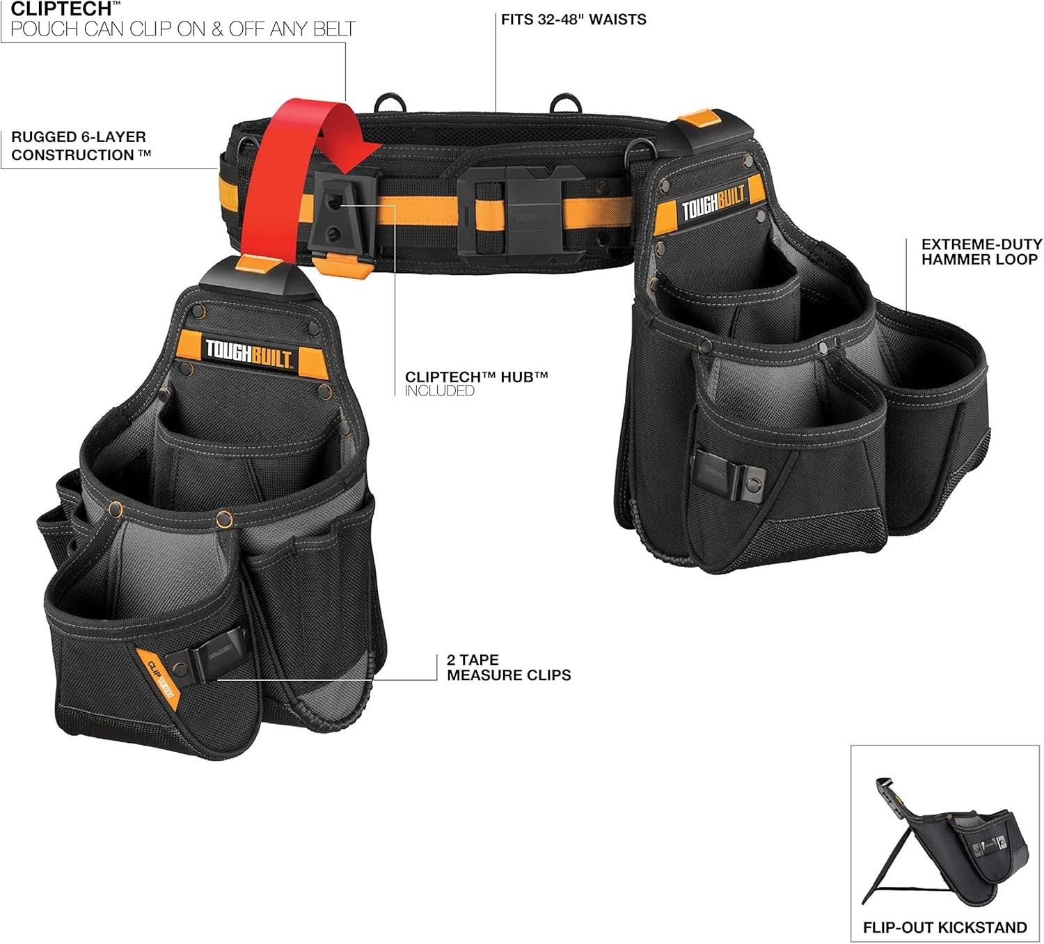 ToughBuilt Cliptech Series – 3-Piece Tradesman Tool Belt Set
