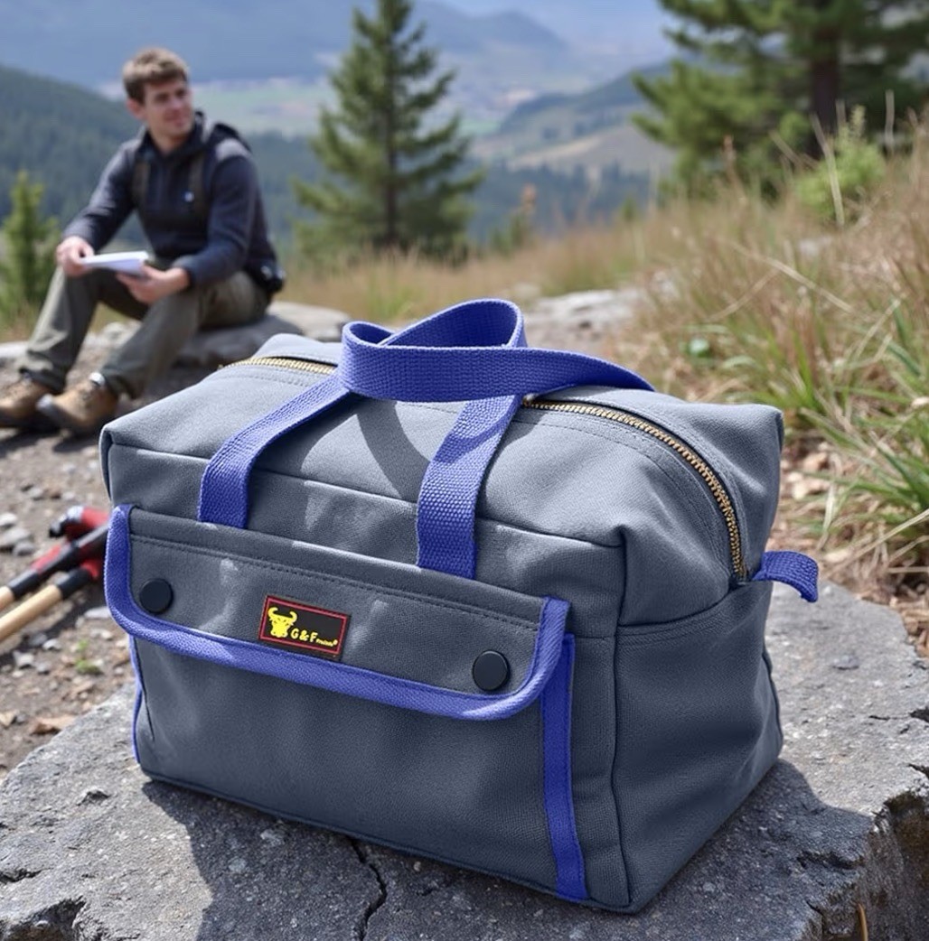 Canvas Tool Bag Navy Blue 10.5” Utility Organizer Travel Electrician Zipper Tote