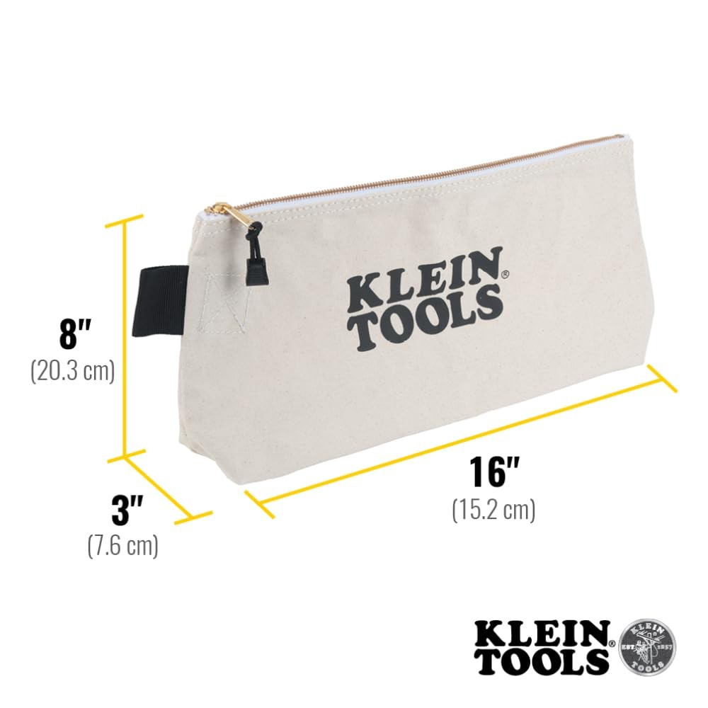 KLEIN TOOLS 62042 16Inch Zipper Bag, Extra Long, No. 10 Canvas, Heavy Duty To…