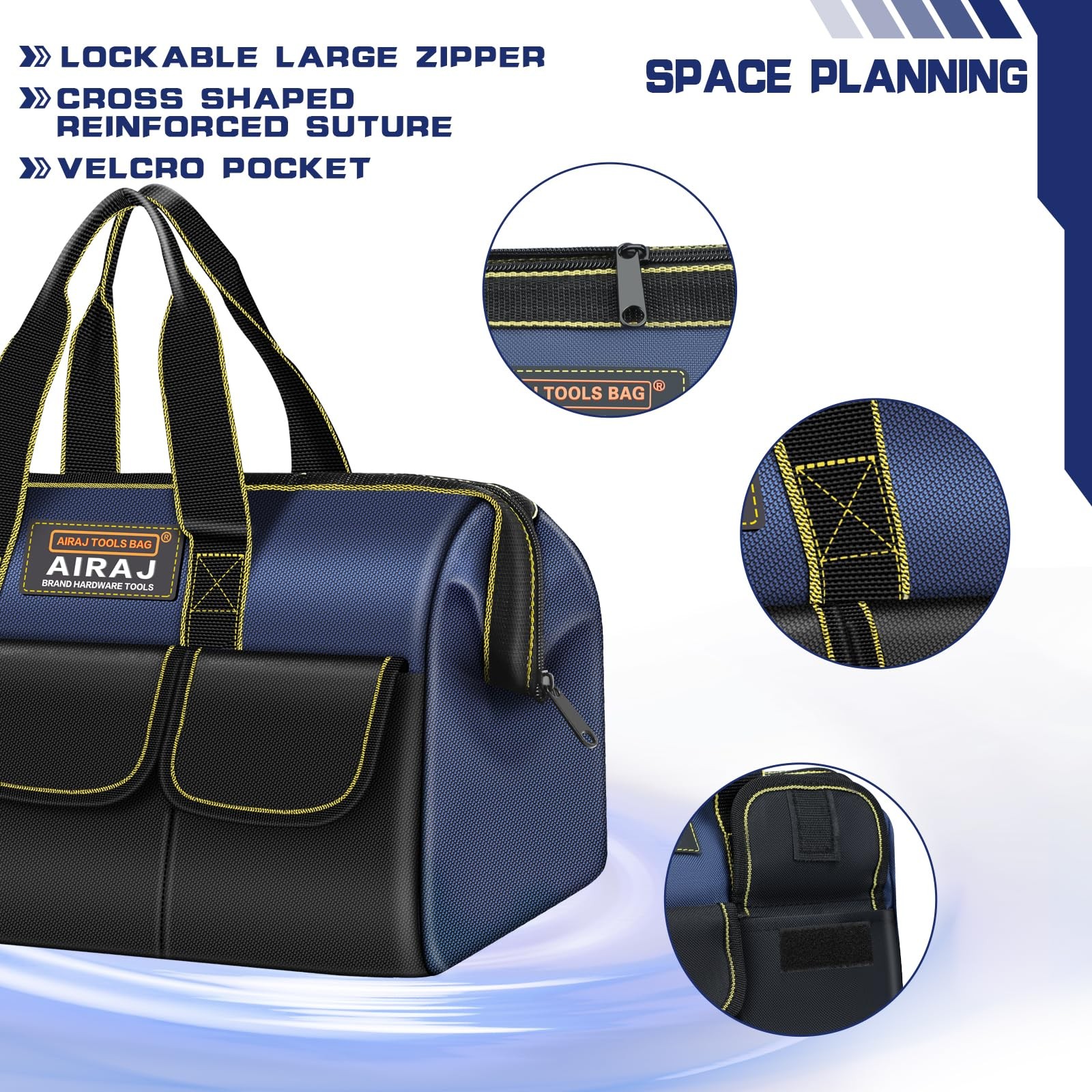 2 PCS Tool Bag Set 14 Inch & 16 Inch Portable Wide Mouth Organizer Tote Box