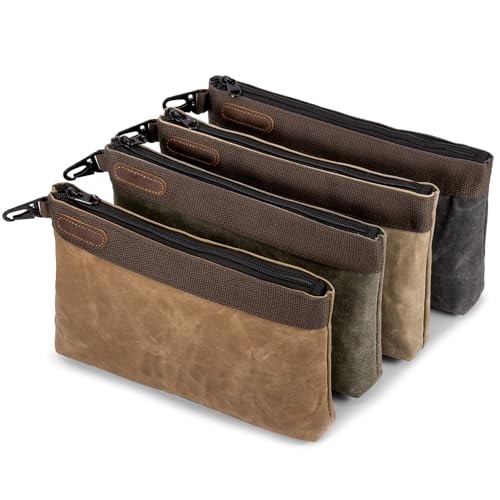 Waxed Canvas Tool Pouches 4 Pack – 11-Inch Heavy-Duty Zipper Tool Bags Set,