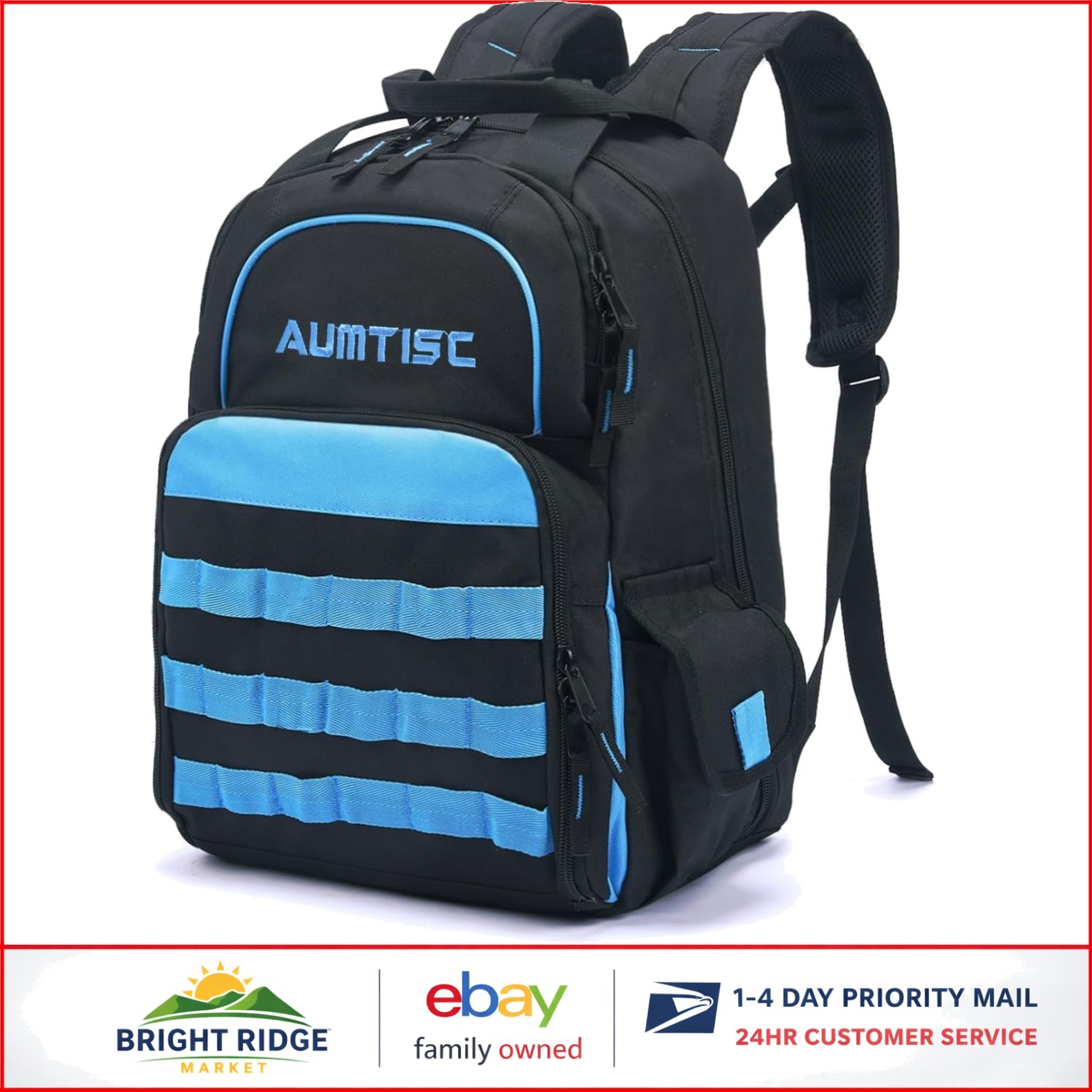Heavy Duty Tool Bag Backpack with 49 Pockets for Electricians and Technicians