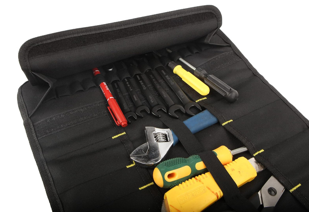 22 pocket Tool Bag Canvas Wrench Roll Up Pouch/Screwdriver Pliers Roller Compart